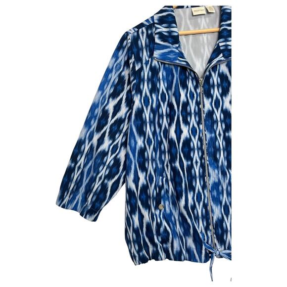 Chicos Zenergy Jacket Womens 3 XL 16 Blue Ikat Zip Up Lightweight Casual Boho - Picture 9 of 13